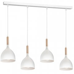 Biała lampa wisząca na listwie 4-punktowa NOAK WOOD 3710 Luminex